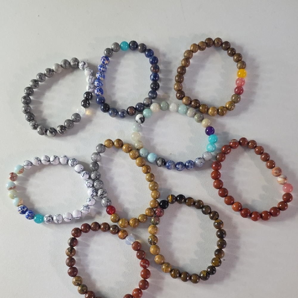 Stone Beaded Bracelet Set Of 9